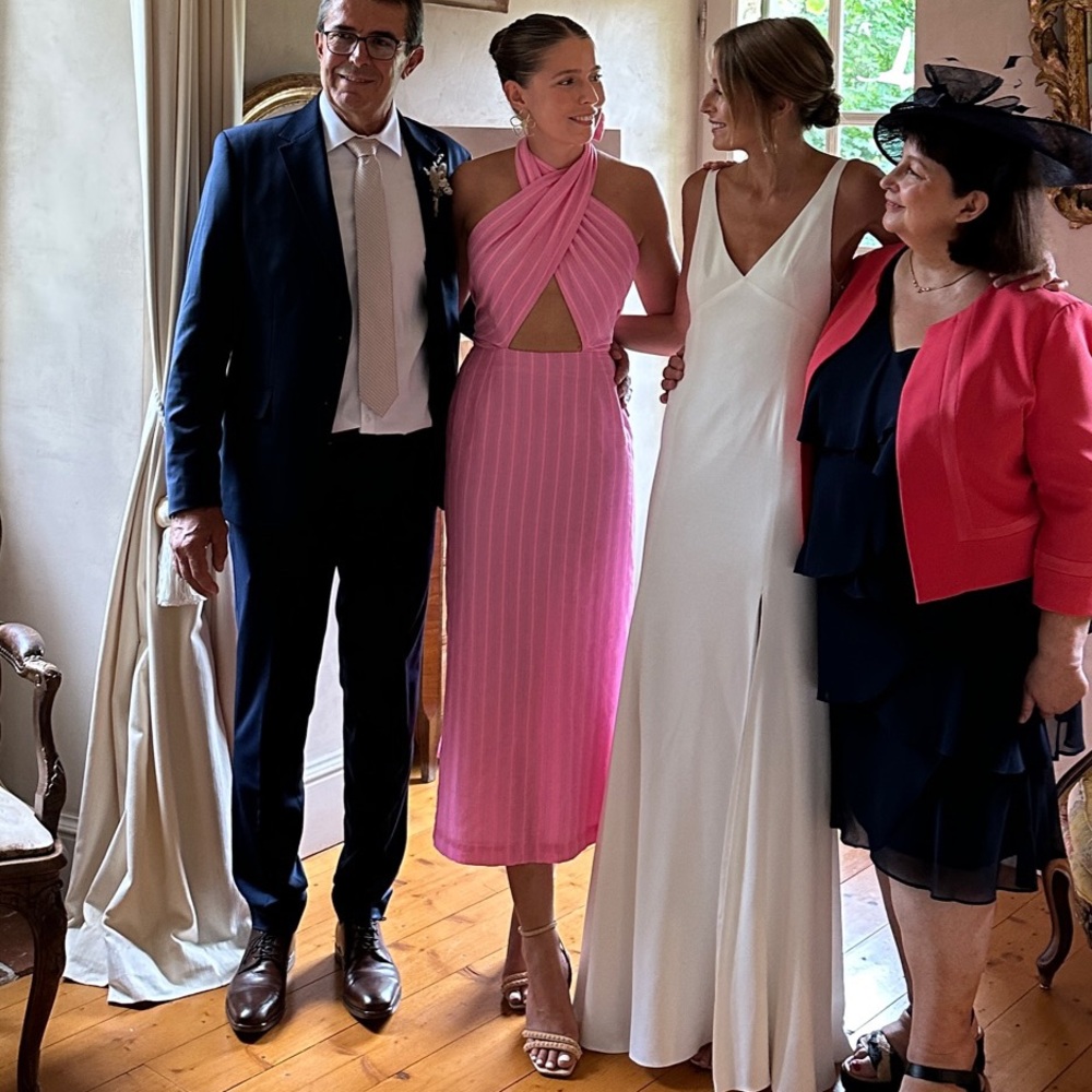 Pink Striped Maria de la Orden Dress - great for weddings